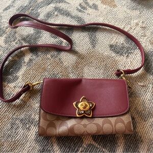 Coach Burgundy and Tan Crossbody Bag